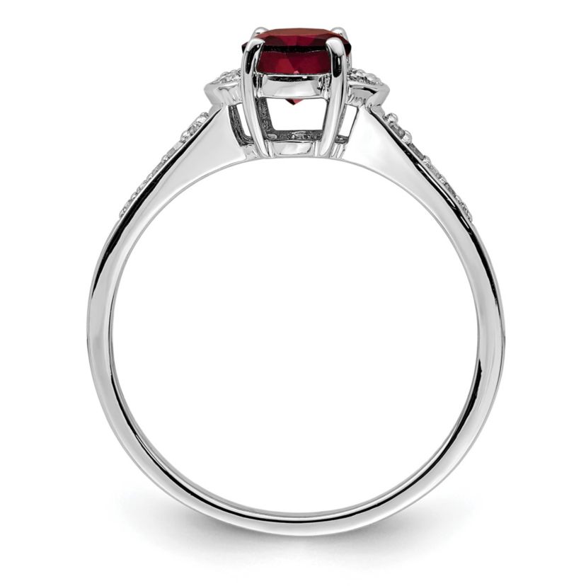0.95 ct. t.w. Garnet and 1/10 ct. t.w. Diamond Ring in Rhodium-plated Sterling Silver