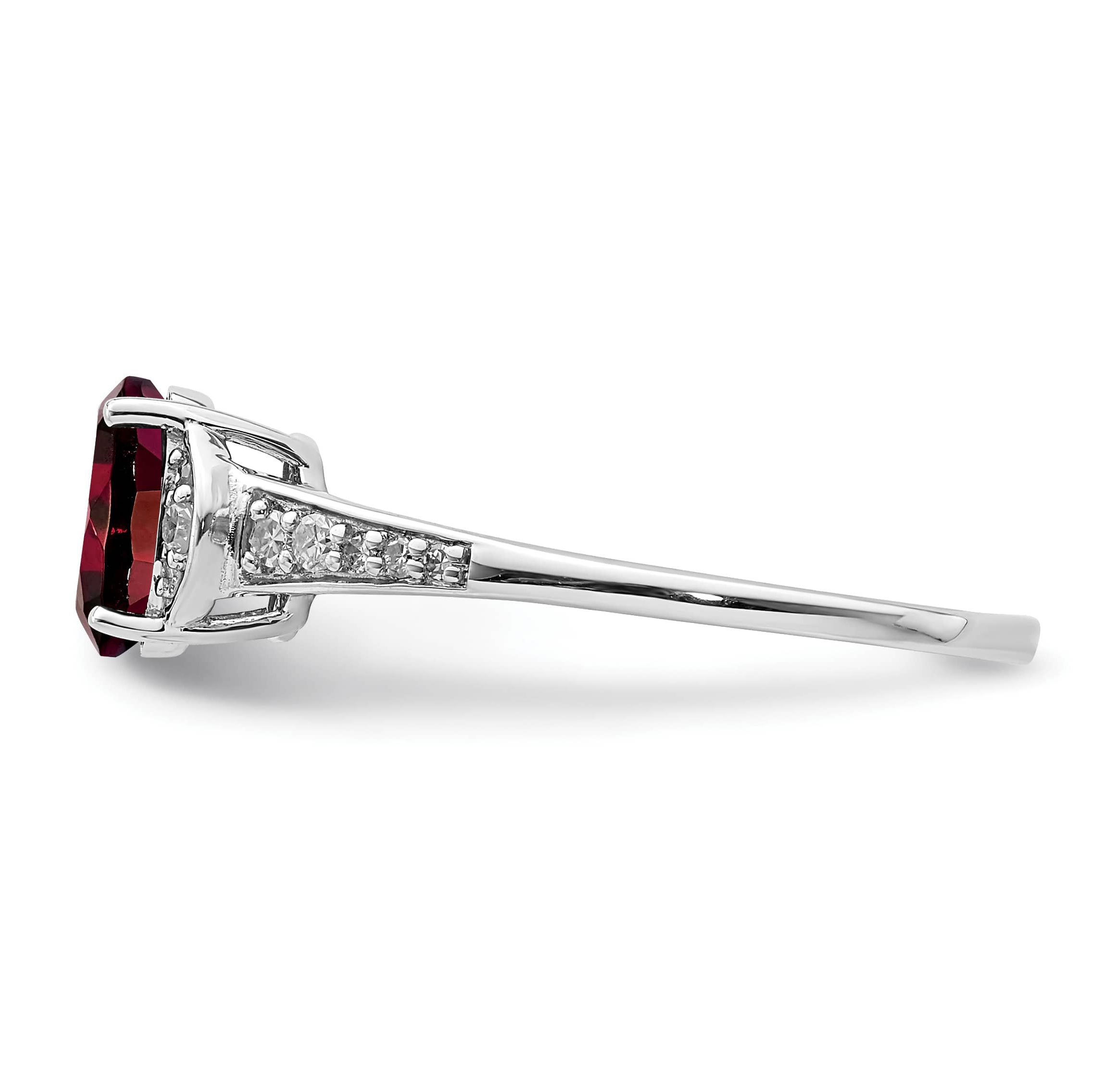 0.95 ct. t.w. Garnet and 1/10 ct. t.w. Diamond Ring in Rhodium-plated Sterling Silver
