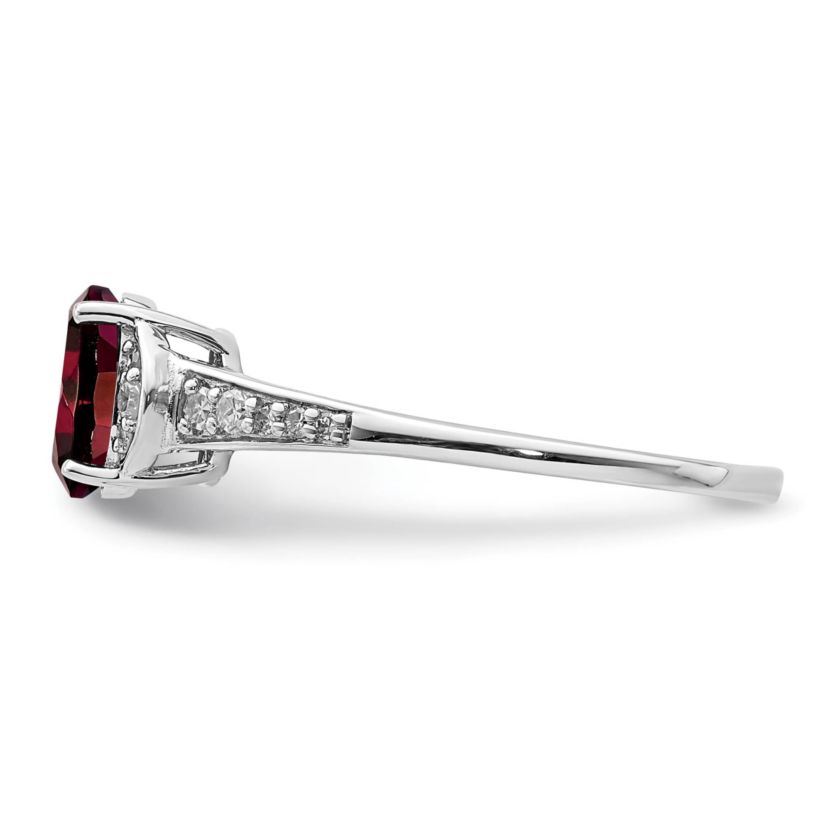 0.95 ct. t.w. Garnet and 1/10 ct. t.w. Diamond Ring in Rhodium-plated Sterling Silver