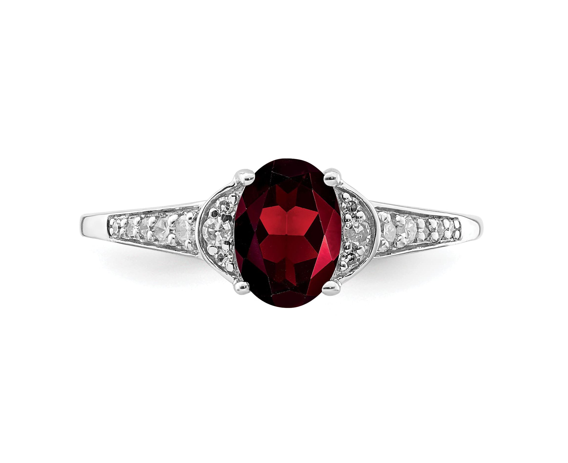 0.95 ct. t.w. Garnet and 1/10 ct. t.w. Diamond Ring in Rhodium-plated Sterling Silver