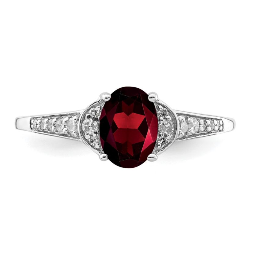 0.95 ct. t.w. Garnet and 1/10 ct. t.w. Diamond Ring in Rhodium-plated Sterling Silver