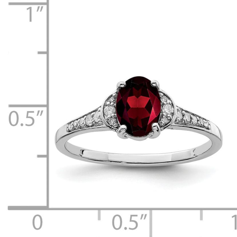 0.95 ct. t.w. Garnet and 1/10 ct. t.w. Diamond Ring in Rhodium-plated Sterling Silver