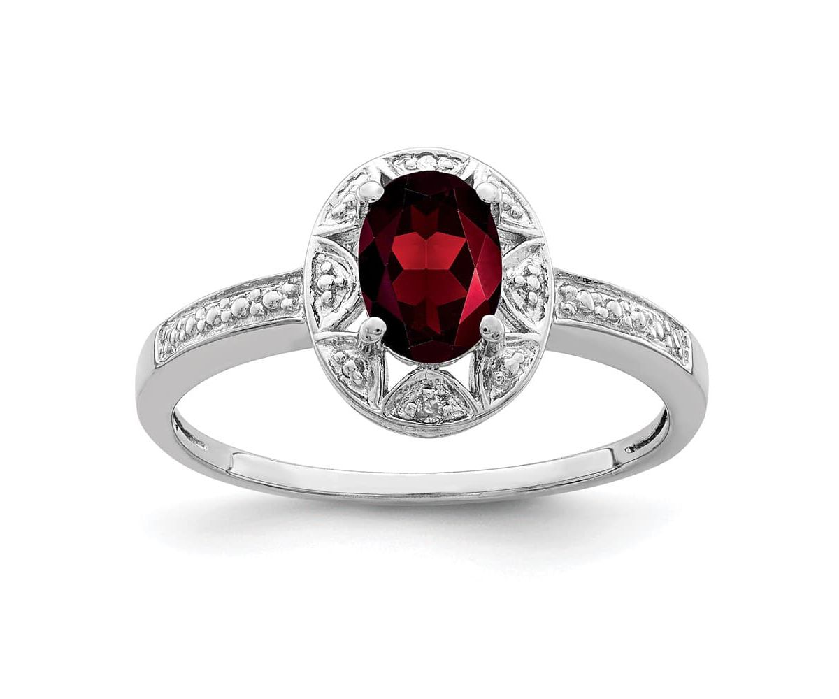 1 ct. t.w. Garnet and Diamond Accent Ring in Rhodium-plated Sterling Silver