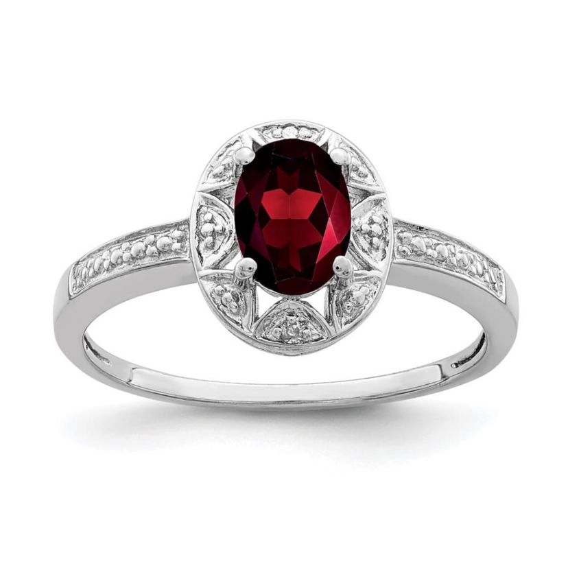 1 ct. t.w. Garnet and Diamond Accent Ring in Rhodium-plated Sterling Silver