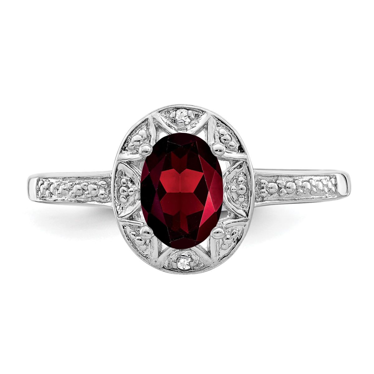 1 ct. t.w. Garnet and Diamond Accent Ring in Rhodium-plated Sterling Silver