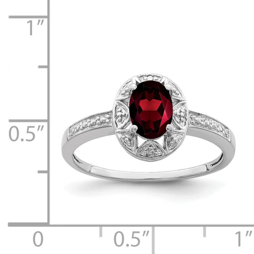 1 ct. t.w. Garnet and Diamond Accent Ring in Rhodium-plated Sterling Silver