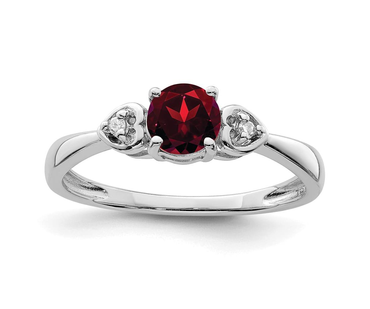 5/8 ct. t.w. Garnet and Diamond Accent Ring in Rhodium-plated Sterling Silver