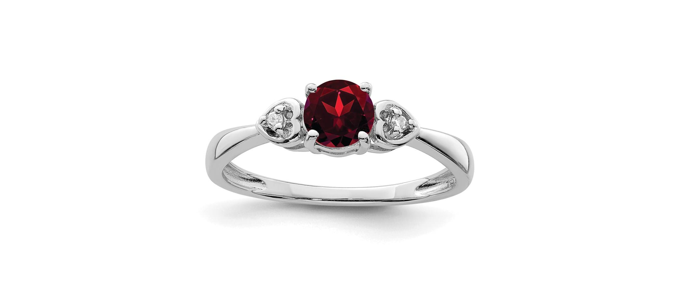 5/8 ct. t.w. Garnet and Diamond Accent Ring in Rhodium-plated Sterling Silver