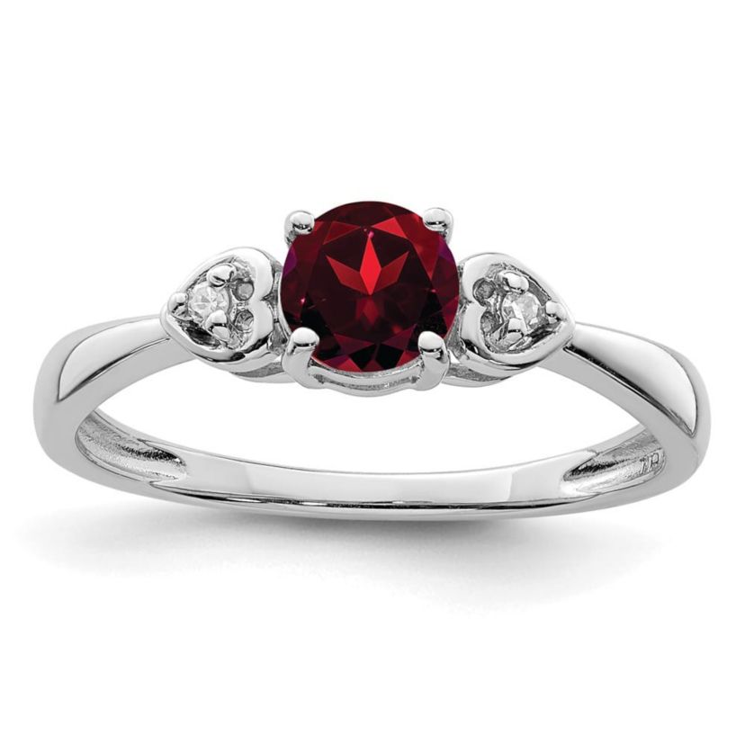 5/8 ct. t.w. Garnet and Diamond Accent Ring in Rhodium-plated Sterling Silver