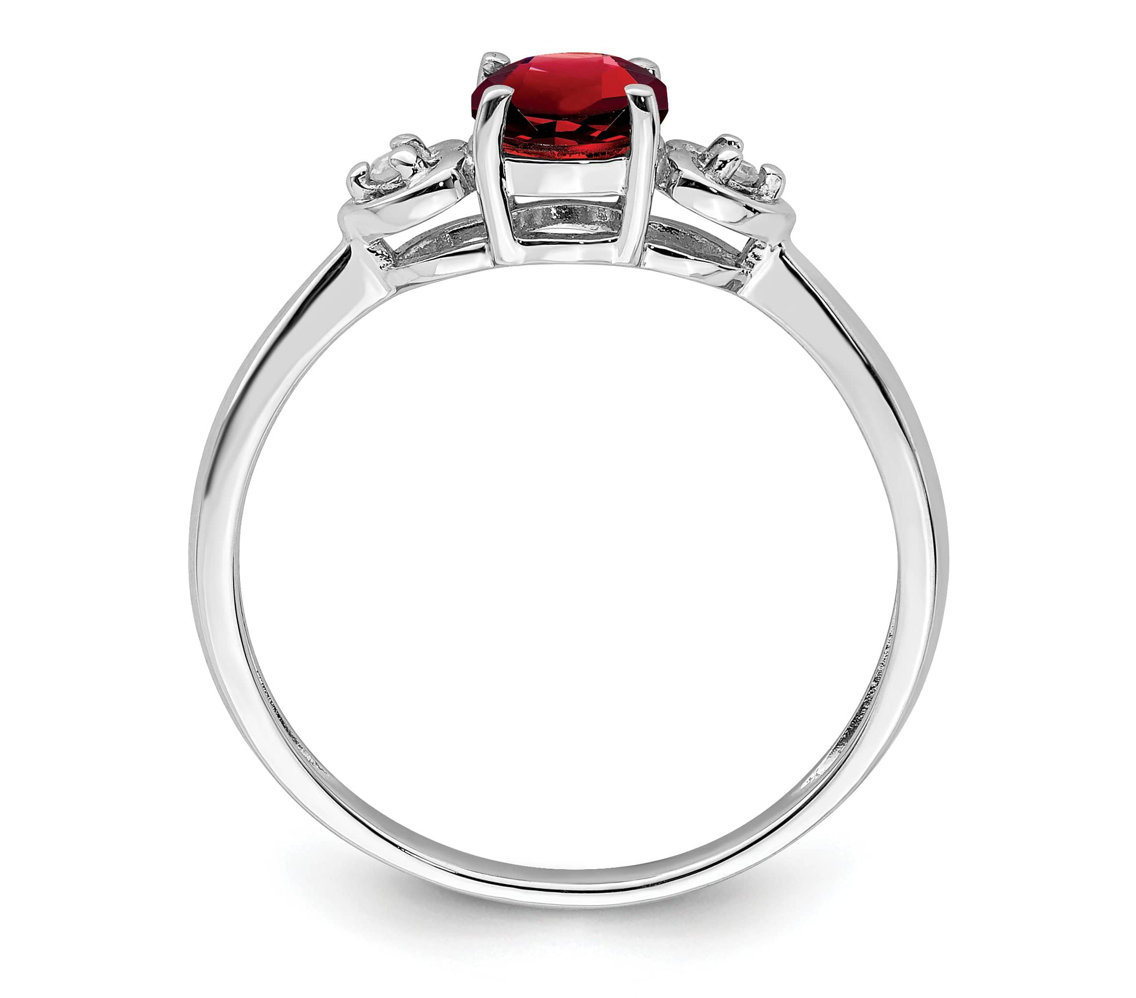 5/8 ct. t.w. Garnet and Diamond Accent Ring in Rhodium-plated Sterling Silver