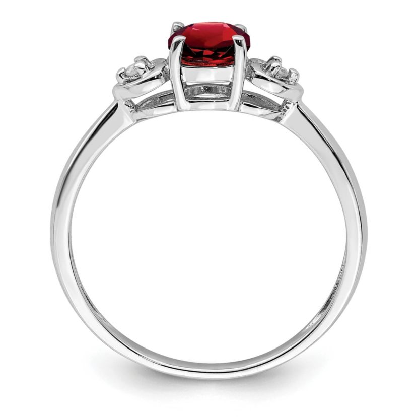 5/8 ct. t.w. Garnet and Diamond Accent Ring in Rhodium-plated Sterling Silver