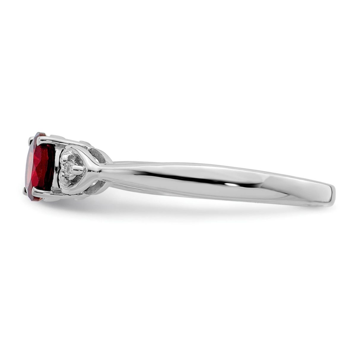 5/8 ct. t.w. Garnet and Diamond Accent Ring in Rhodium-plated Sterling Silver