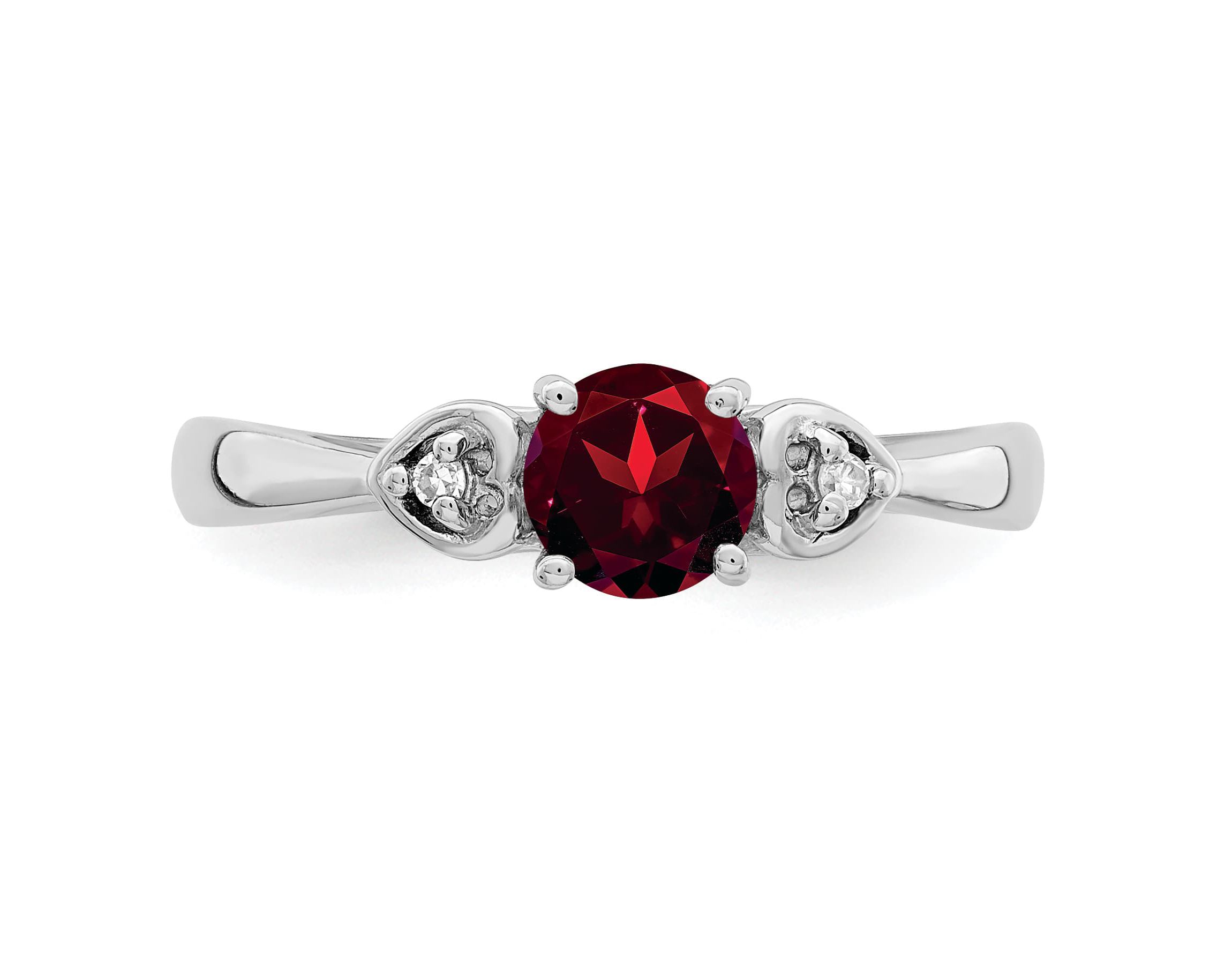 5/8 ct. t.w. Garnet and Diamond Accent Ring in Rhodium-plated Sterling Silver