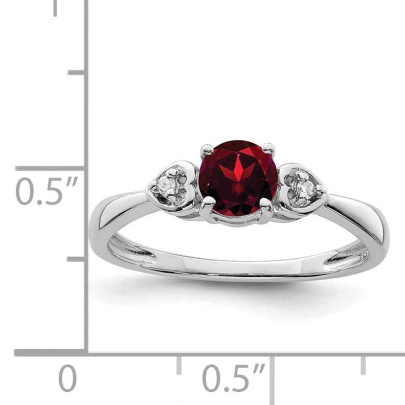 5/8 ct. t.w. Garnet and Diamond Accent Ring in Rhodium-plated Sterling Silver