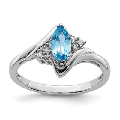 Belk & Co 1/2 ct. t.w. Light Swiss Blue Topaz and Diamond Accent Ring in Rhodium-plated Sterling Silver, 8
