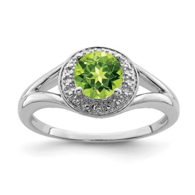 Belk & Co 7/8 ct. t.w. Peridot and Diamond Accent Ring in Rhodium-plated Sterling Silver, Green, 9