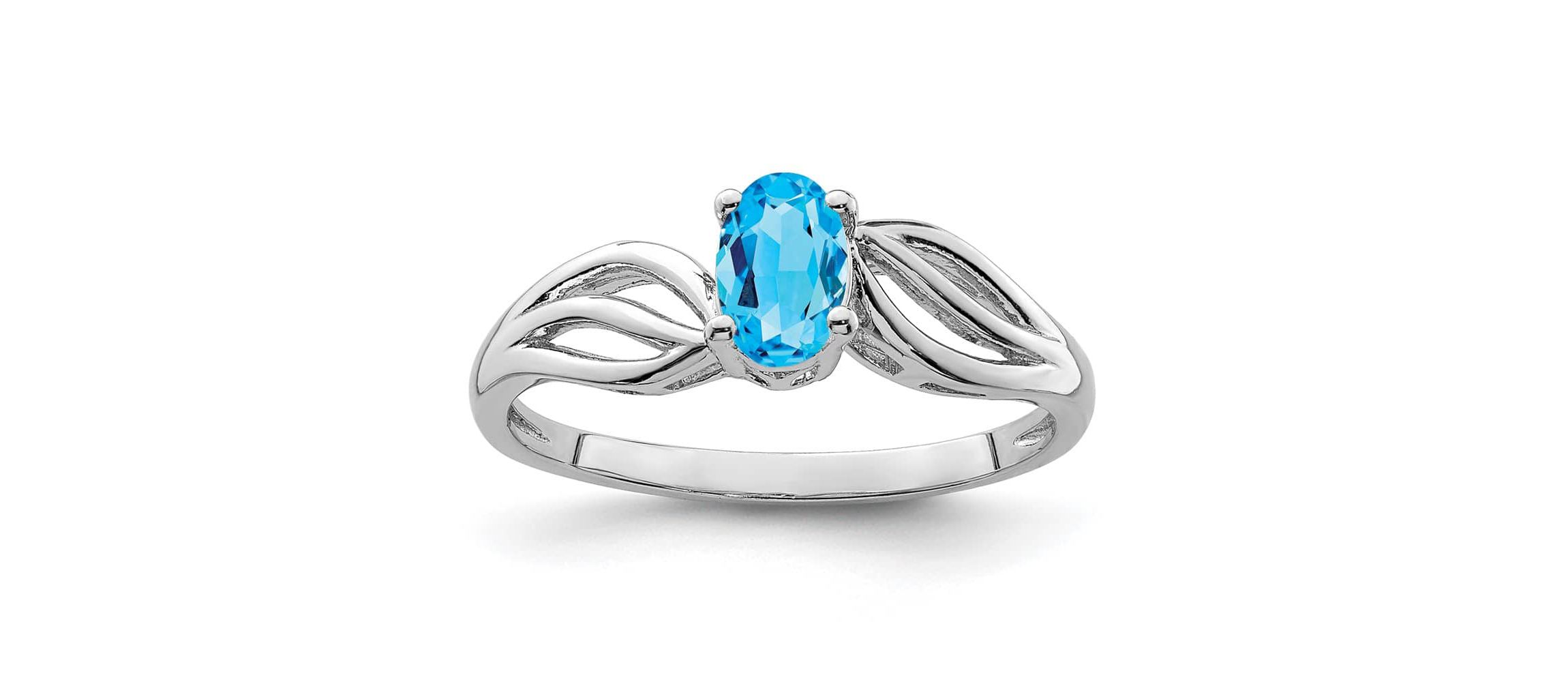 1/2 ct. t.w. Light Swiss Blue Topaz Ring in Rhodium-plated Sterling Silver