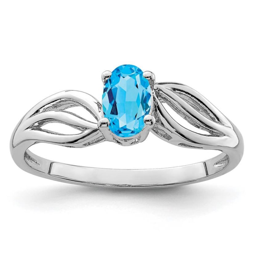 1/2 ct. t.w. Light Swiss Blue Topaz Ring in Rhodium-plated Sterling Silver