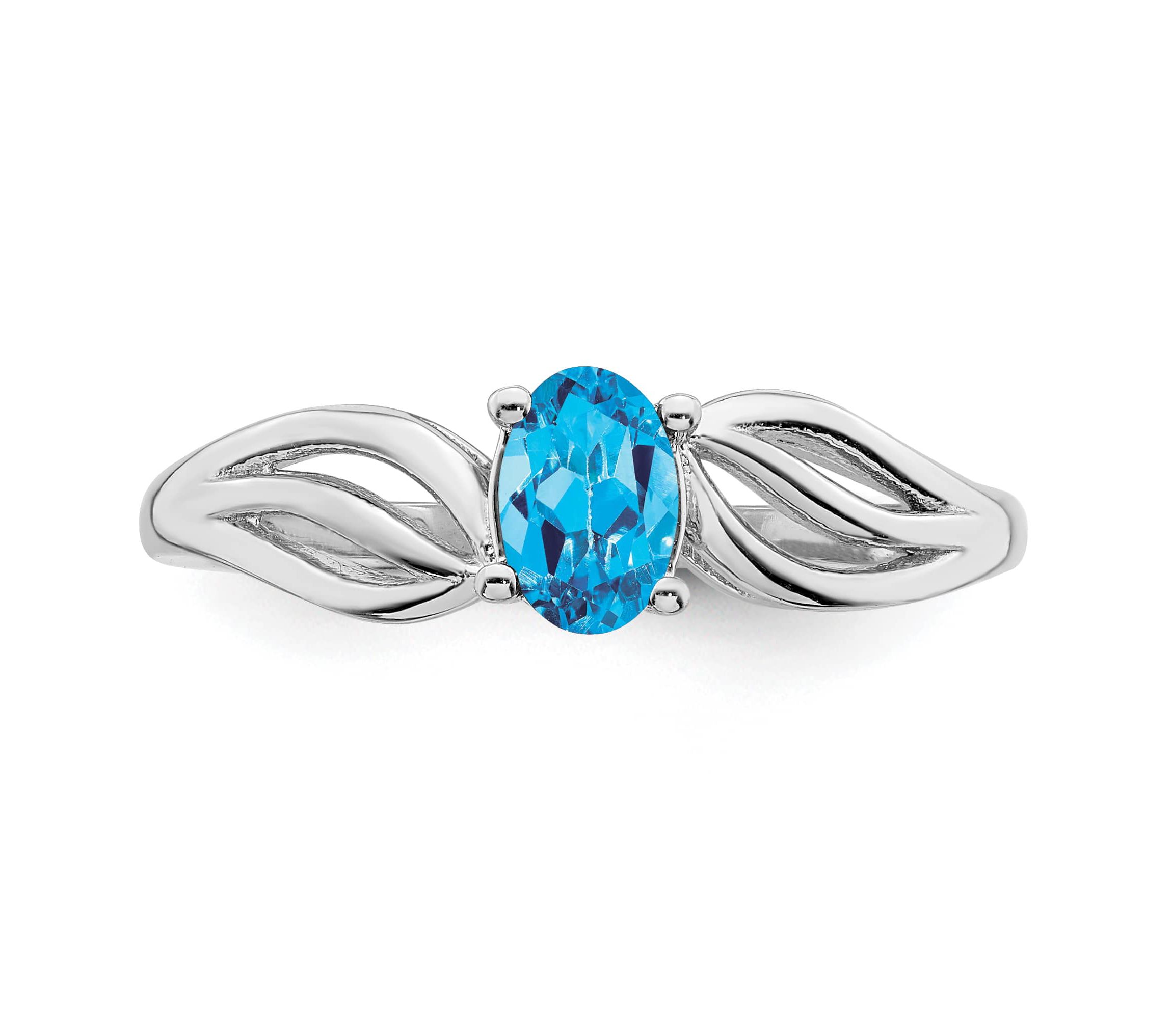 1/2 ct. t.w. Light Swiss Blue Topaz Ring in Rhodium-plated Sterling Silver