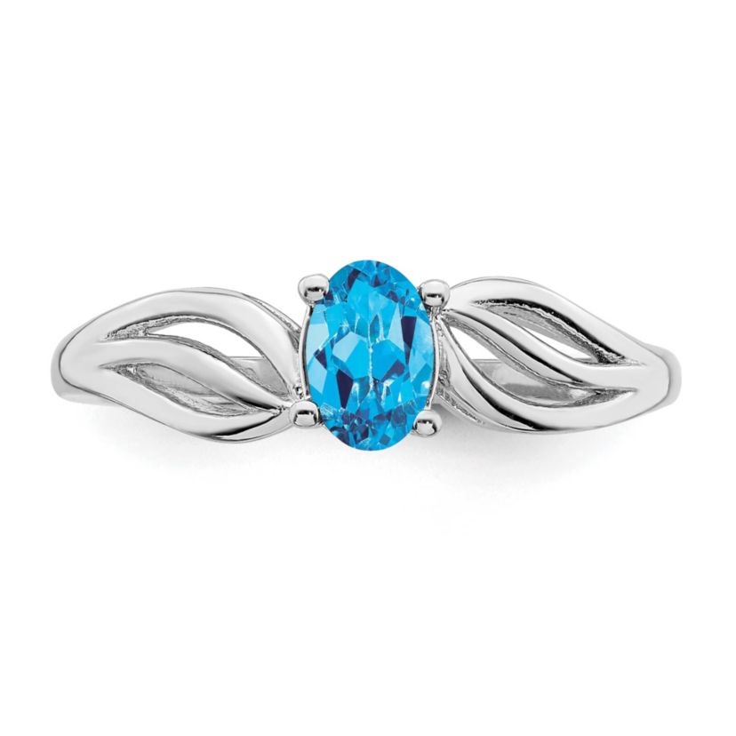 1/2 ct. t.w. Light Swiss Blue Topaz Ring in Rhodium-plated Sterling Silver