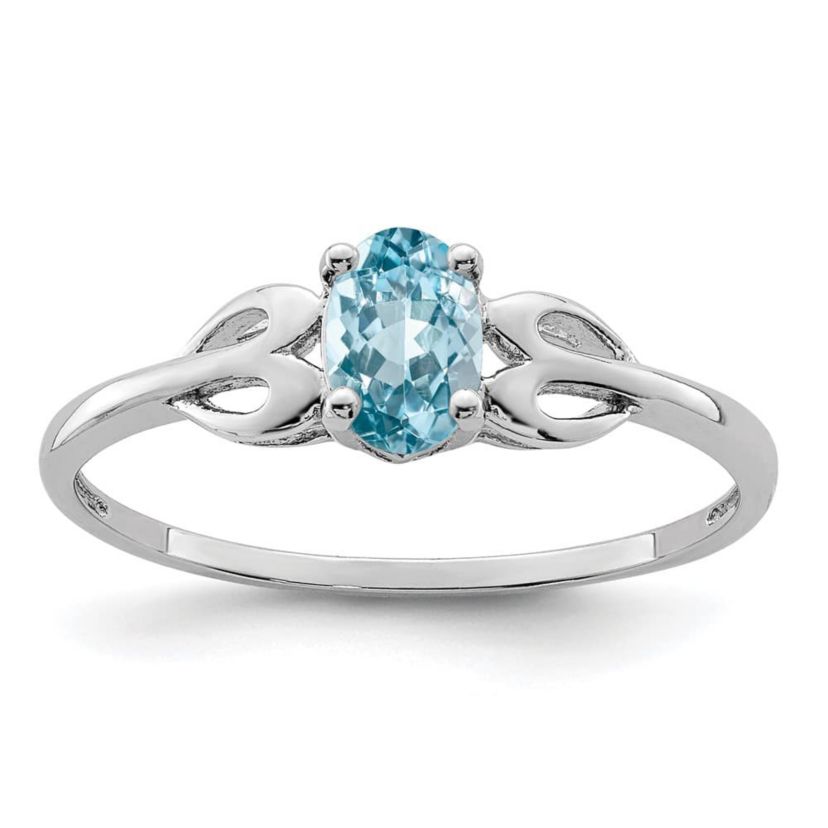 1/2 ct. t.w. Light Swiss Blue Topaz Ring in Rhodium-plated Sterling Silver