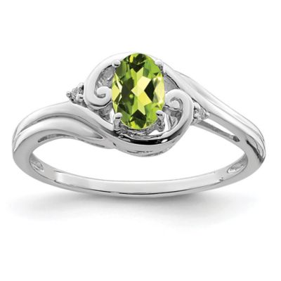 Belk & Co 1/2 ct. t.w. Peridot and Diamond Accent Ring in Rhodium-plated Sterling Silver, Green, 7