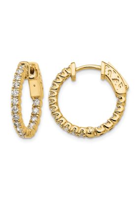 Belk & Co Lab Created 1 ct. t.w. Lab Grown Diamond VS+ F+ In and Out Hoop Earrings in 14K Gold, White