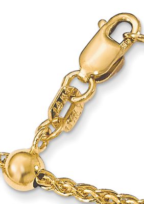 14K Yellow Gold Adjustable 1.6 Millimeter Semi Solid Spiga Chain