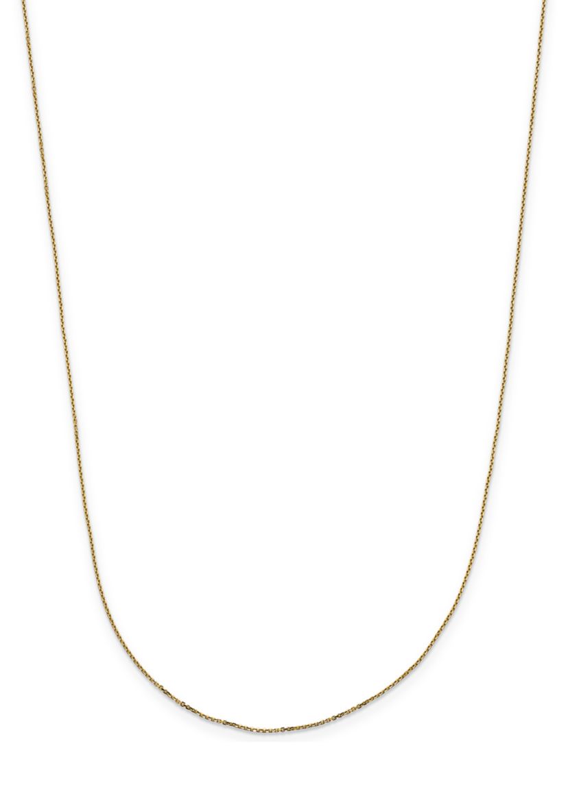 14K Yellow Gold 1 Millimeter Diamond Cut Adjustable Cable Chain