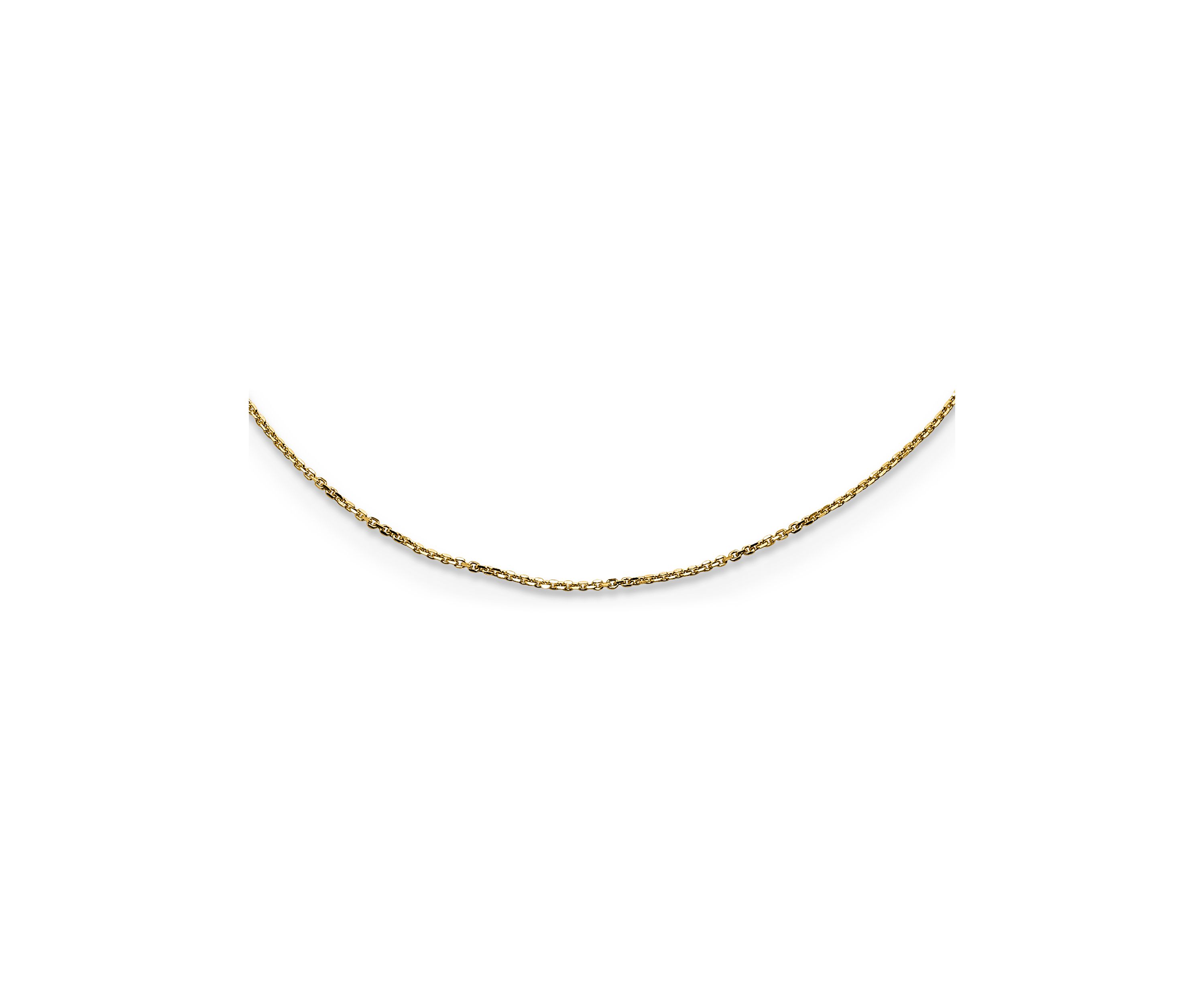 14K Yellow Gold 1 Millimeter Diamond Cut Adjustable Cable Chain