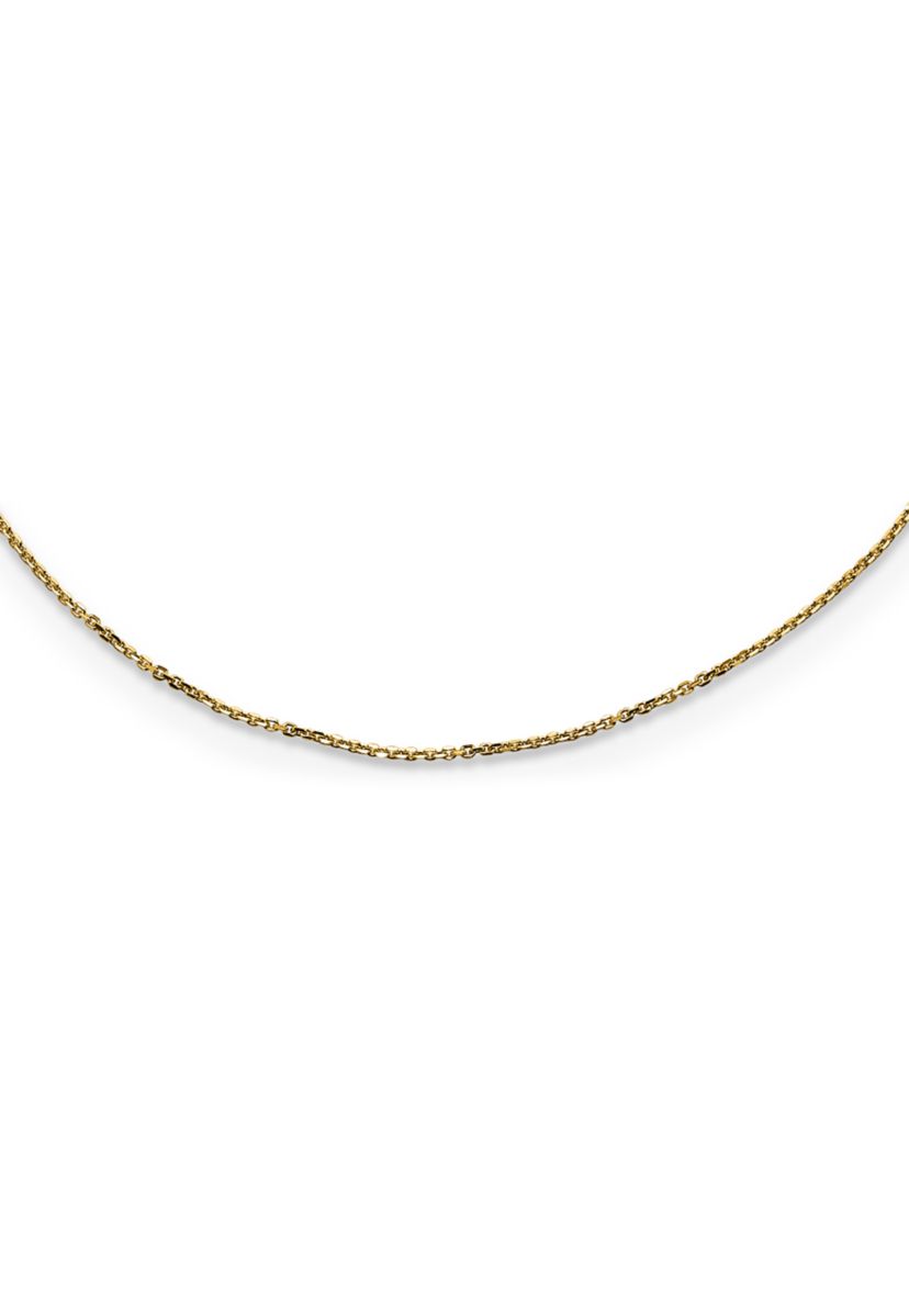 14K Yellow Gold 1 Millimeter Diamond Cut Adjustable Cable Chain