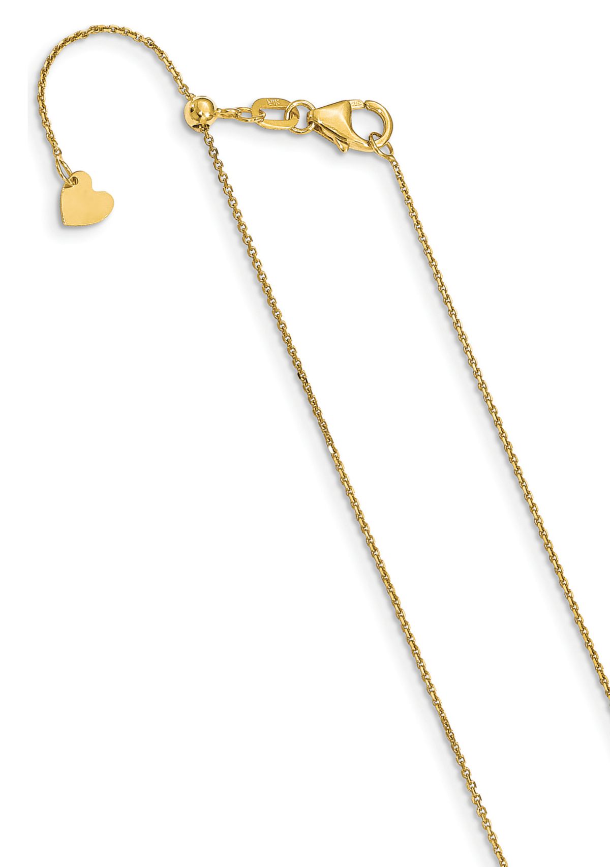 14K Yellow Gold 1 Millimeter Diamond Cut Adjustable Cable Chain