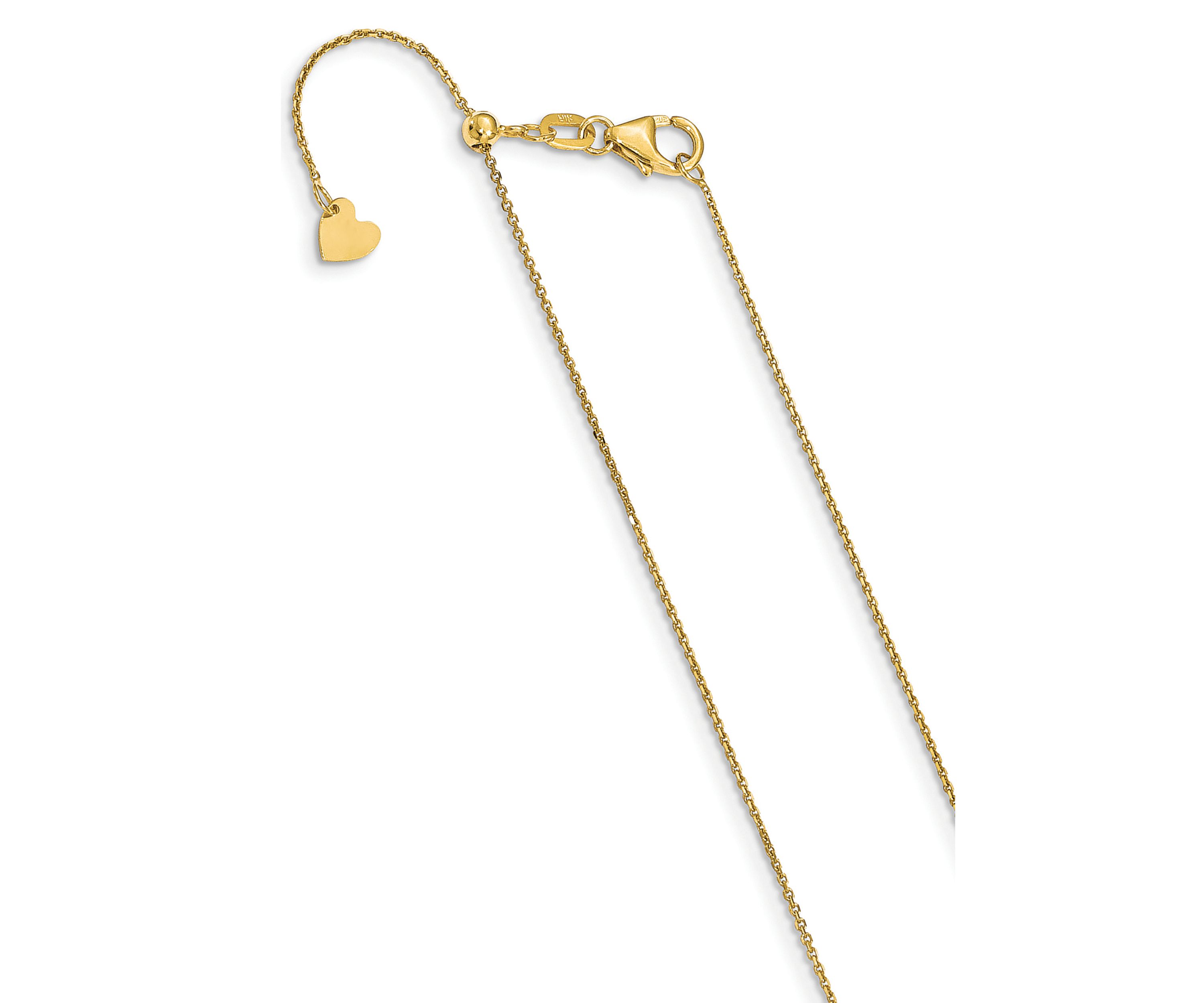 14K Yellow Gold 1 Millimeter Diamond Cut Adjustable Cable Chain