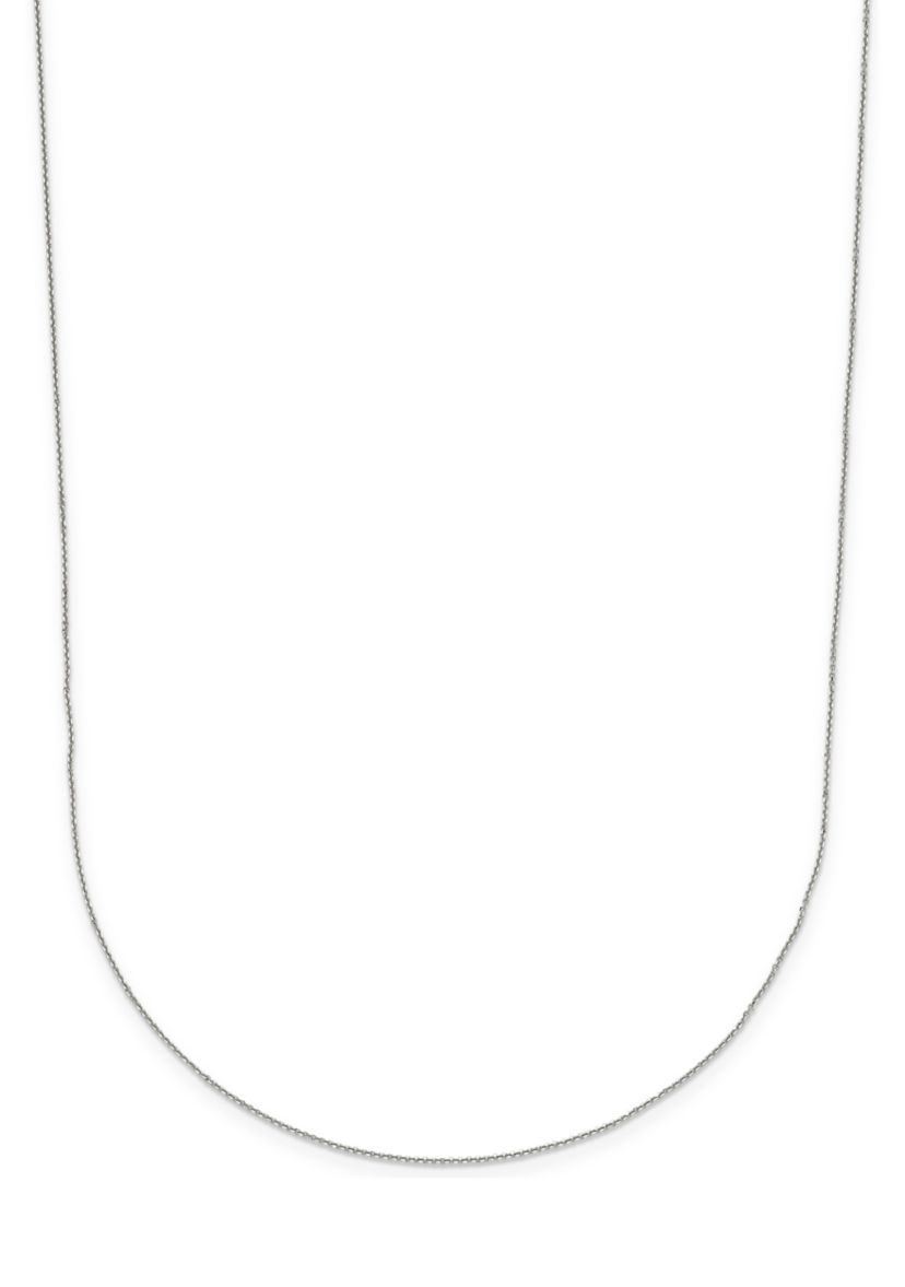 14K White Gold 1 Millimeter Adjustable Diamond Cut Cable Chain