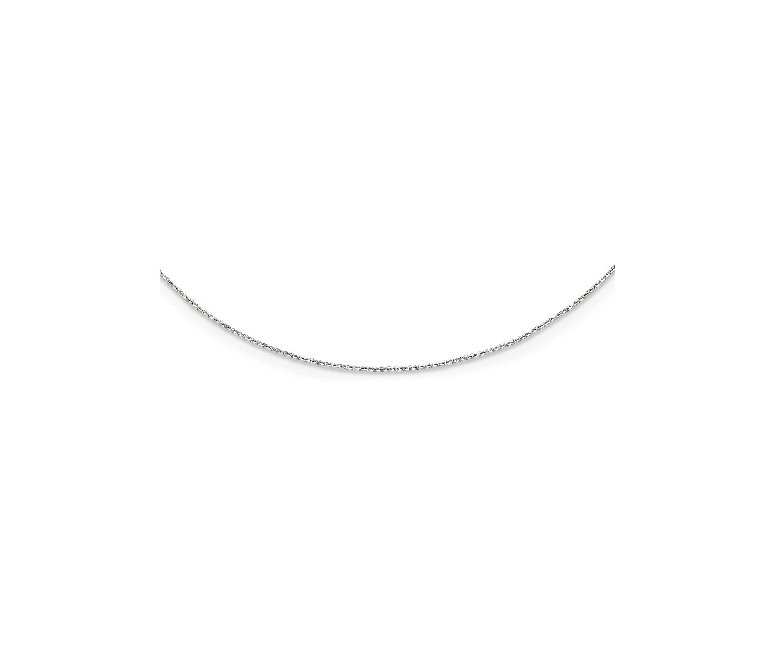 14K White Gold 1 Millimeter Adjustable Diamond Cut Cable Chain