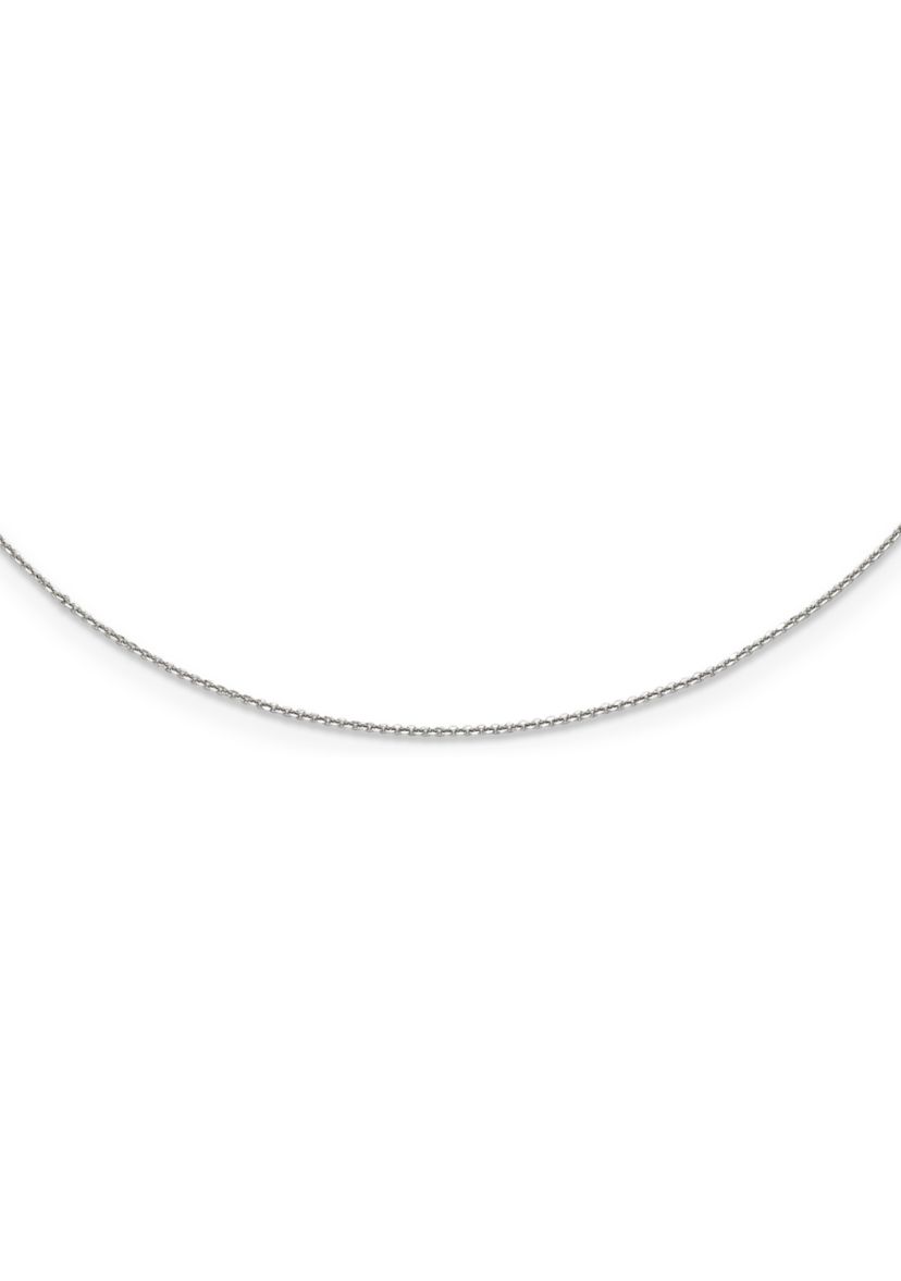 14K White Gold 1 Millimeter Adjustable Diamond Cut Cable Chain