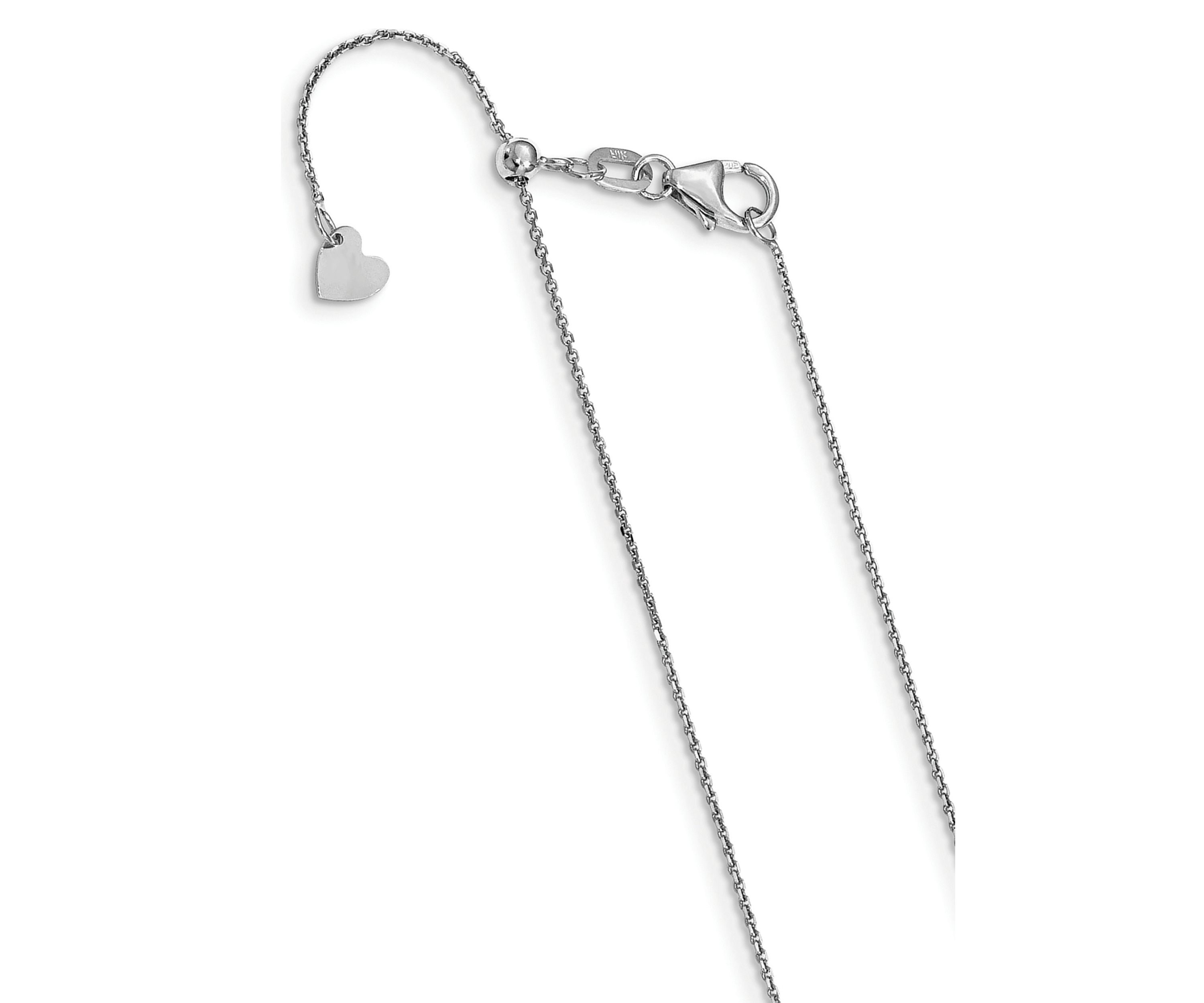14K White Gold 1 Millimeter Adjustable Diamond Cut Cable Chain