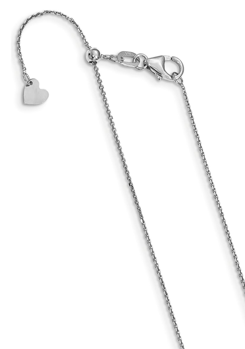 14K White Gold 1 Millimeter Adjustable Diamond Cut Cable Chain