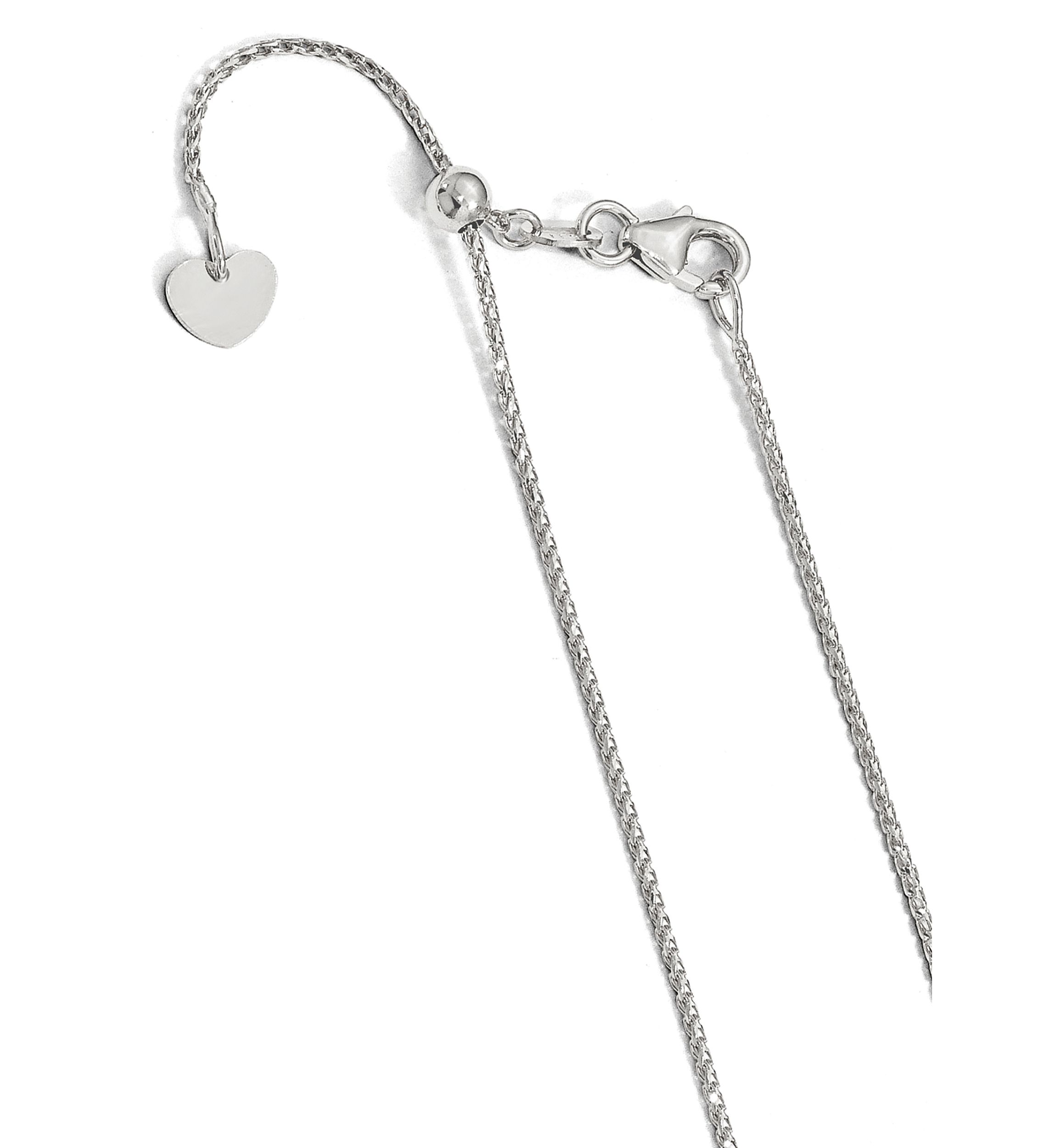 14K White Gold 1 Millimeter Diamond Cut Open Franco Adjustable Chain