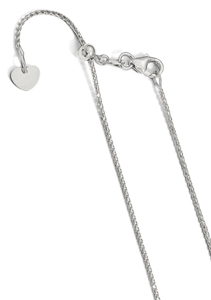 14K White Gold 1 Millimeter Diamond Cut Open Franco Adjustable Chain