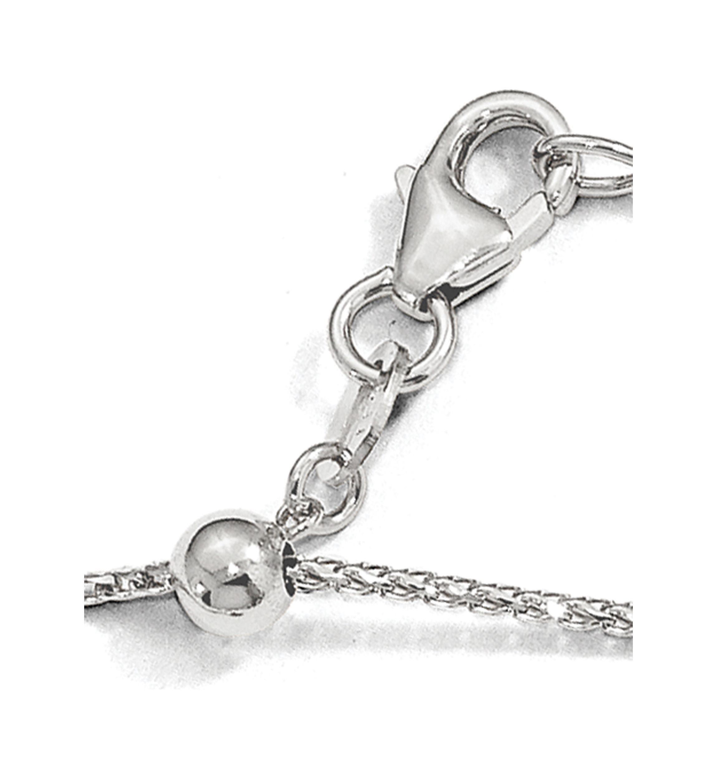 14K White Gold 1 Millimeter Diamond Cut Open Franco Adjustable Chain