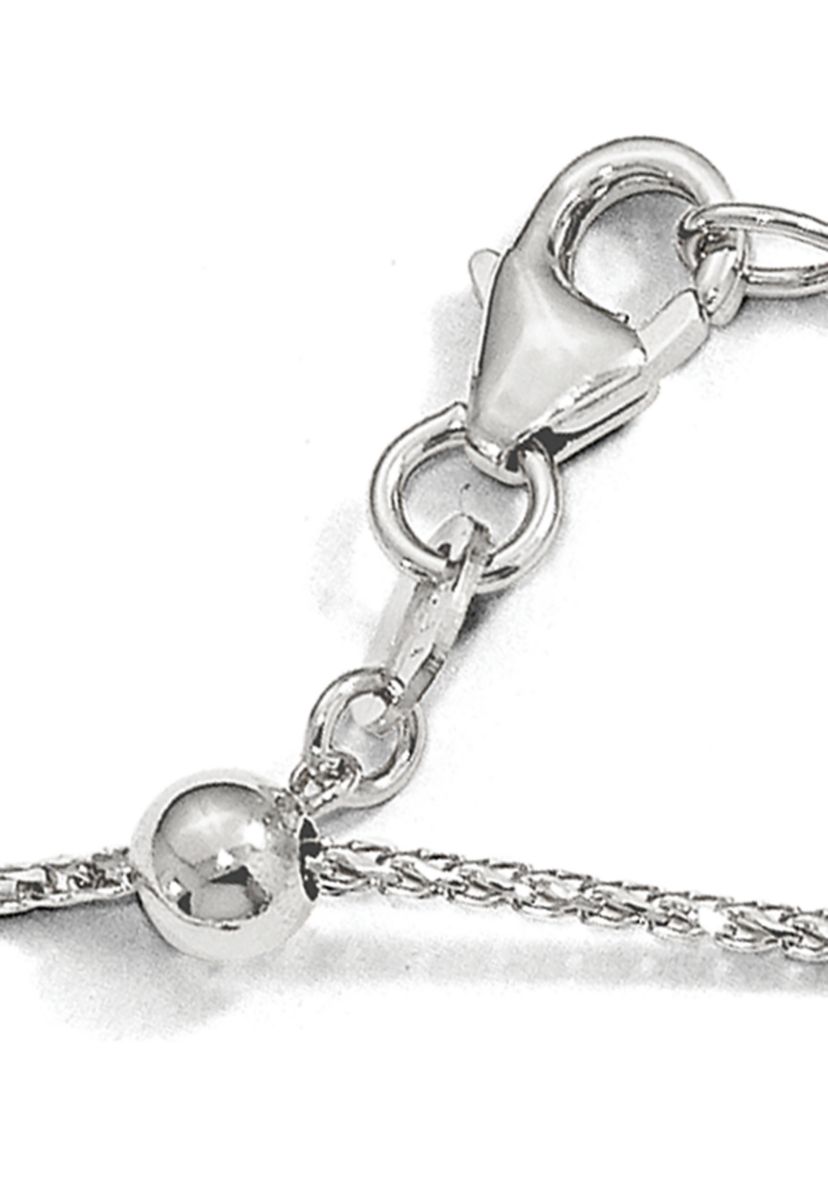 14K White Gold 1 Millimeter Diamond Cut Open Franco Adjustable Chain