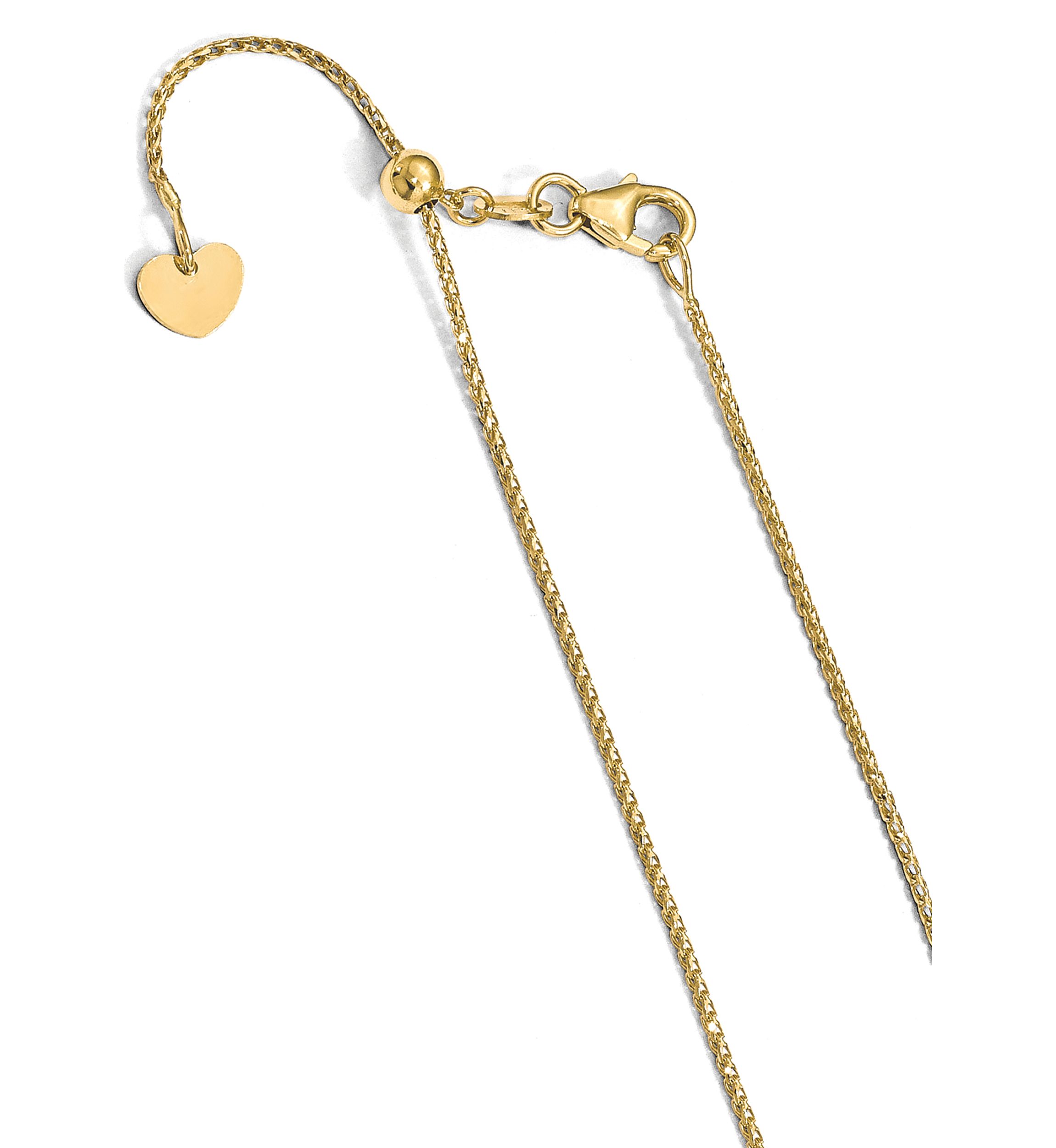 14K Yellow Gold 1 Millimeter Diamond Cut Open Franco Adjustable Chain