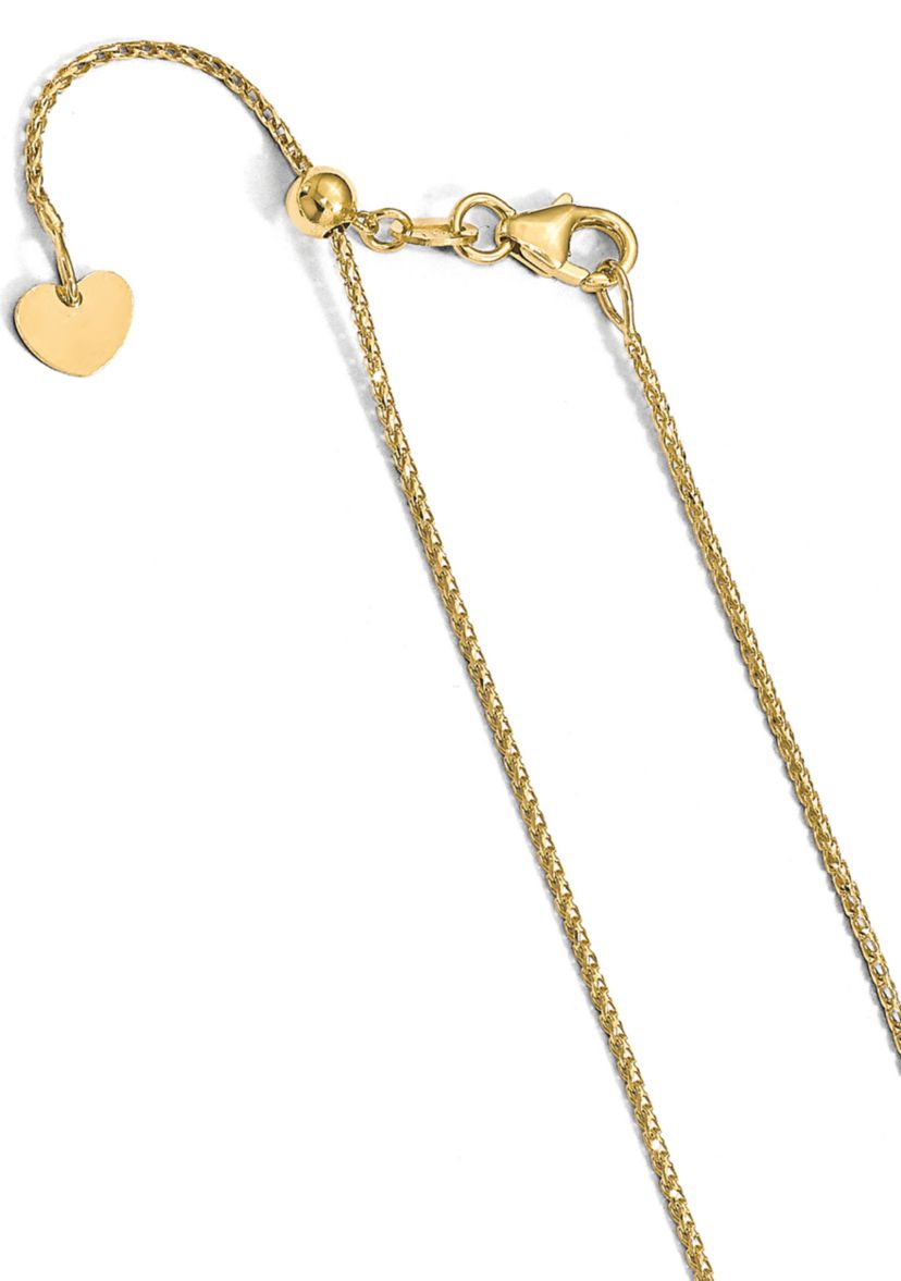14K Yellow Gold 1 Millimeter Diamond Cut Open Franco Adjustable Chain
