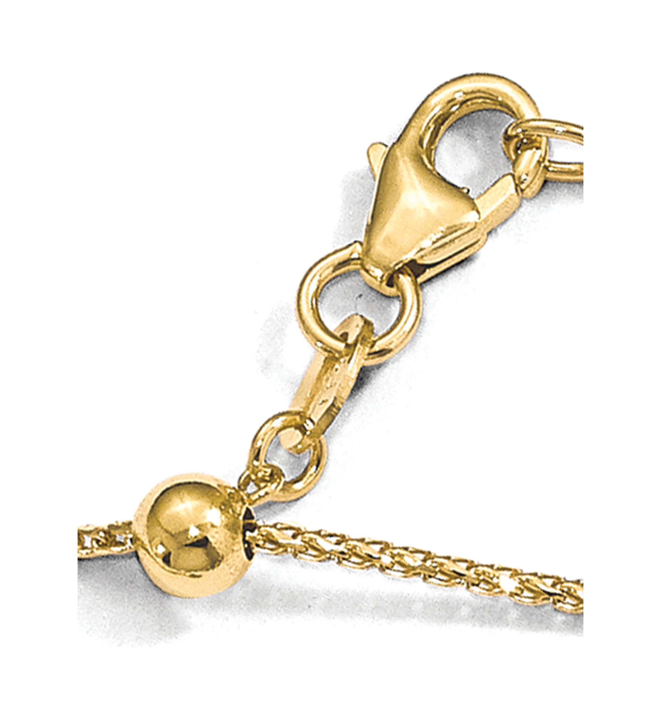 14K Yellow Gold 1 Millimeter Diamond Cut Open Franco Adjustable Chain