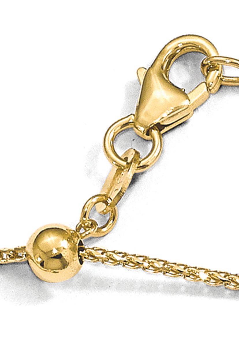 14K Yellow Gold 1 Millimeter Diamond Cut Open Franco Adjustable Chain