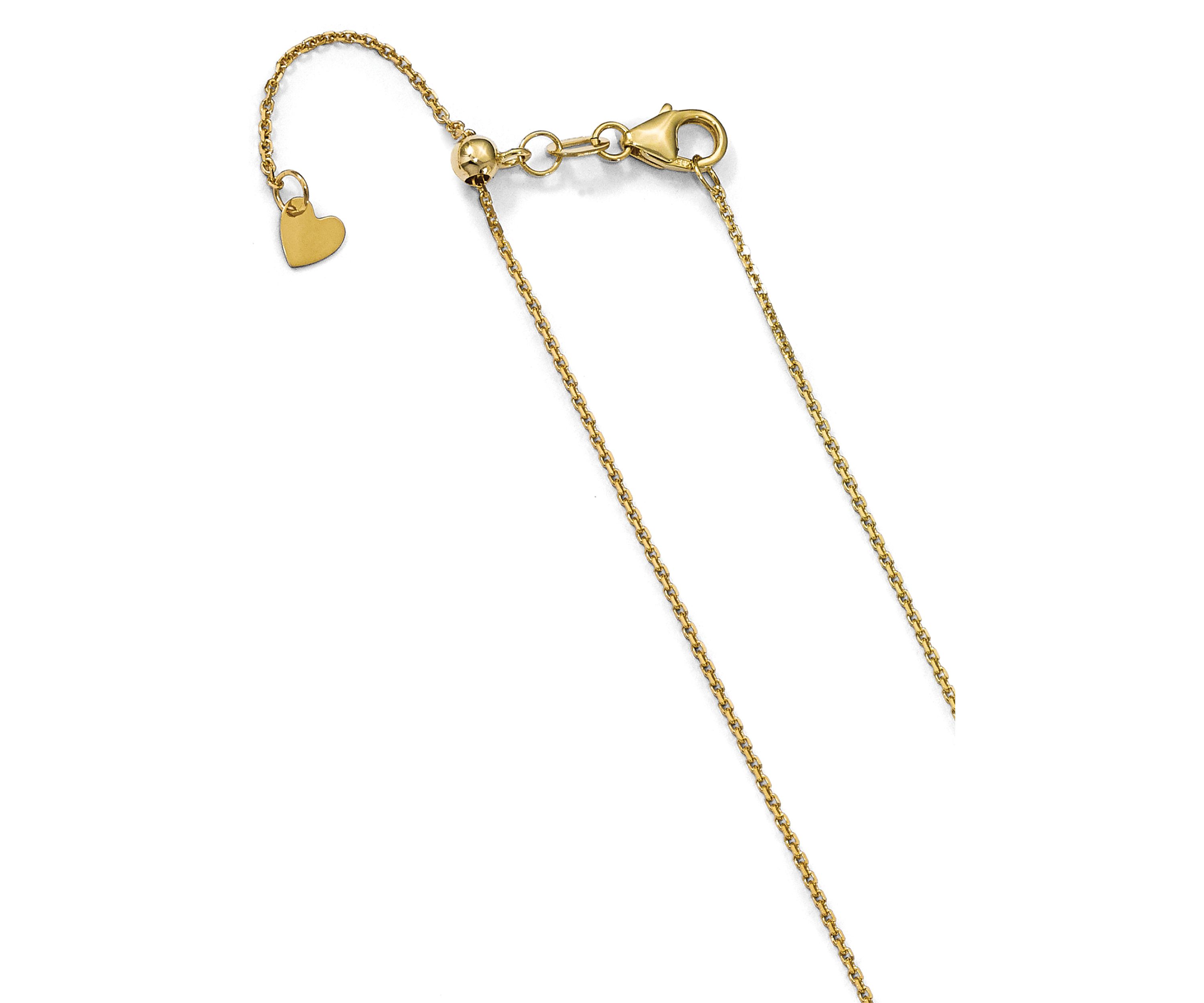 14K Yellow Gold 1.1 Millimeter Diamond Cut Adjustable Cable Chain