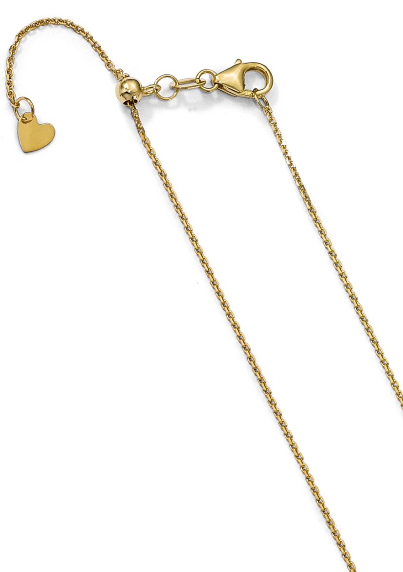 14K Yellow Gold 1.1 Millimeter Diamond Cut Adjustable Cable Chain