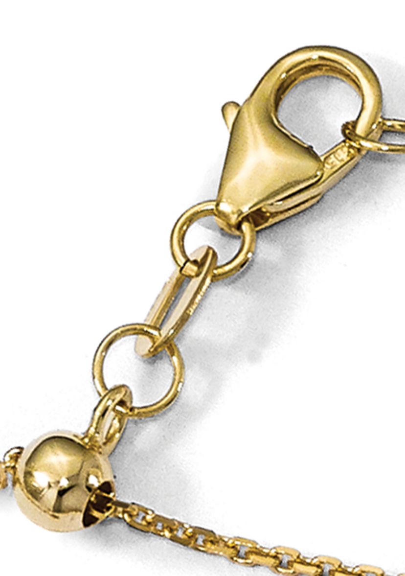 14K Yellow Gold 1.1 Millimeter Diamond Cut Adjustable Cable Chain