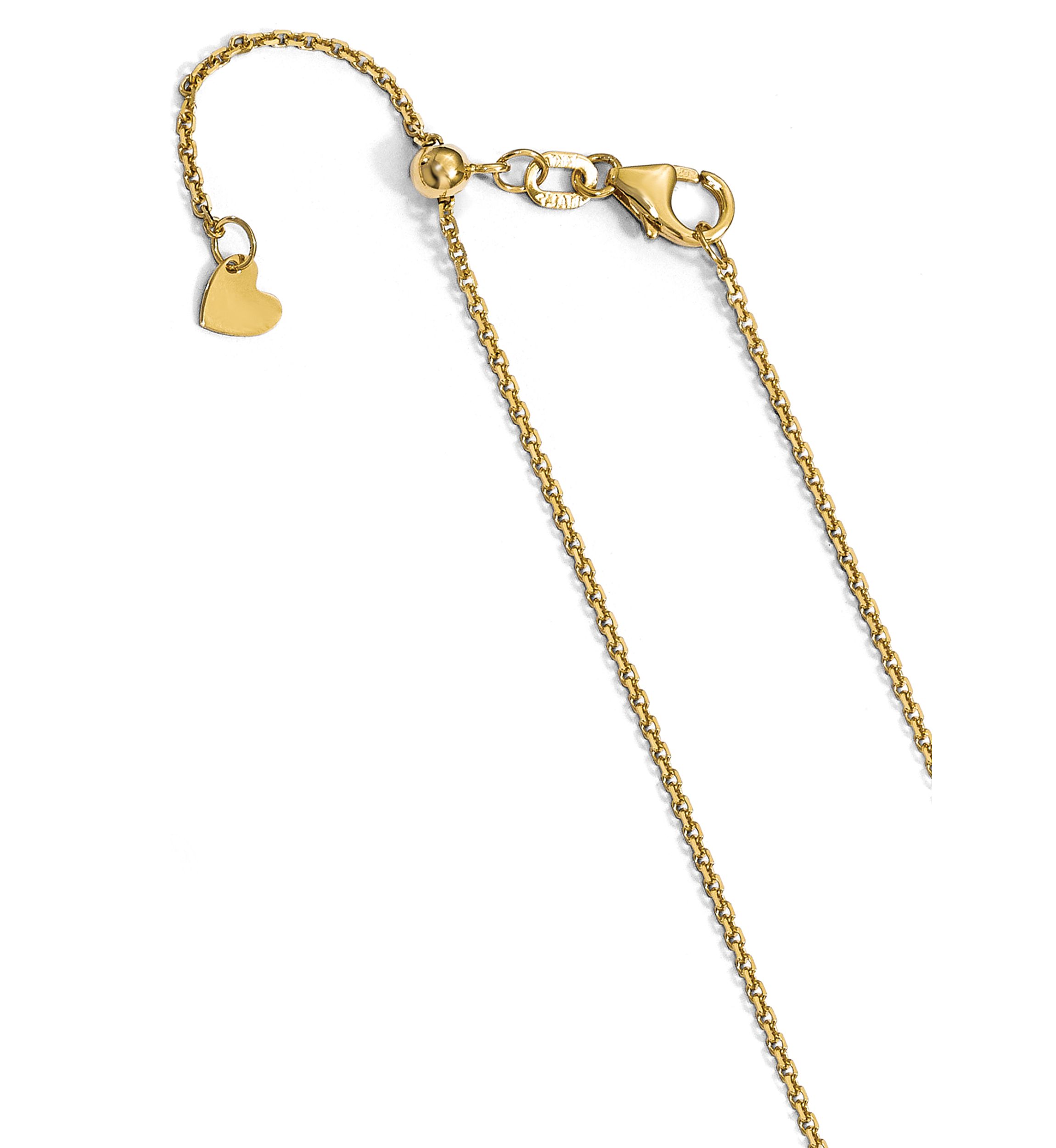 14K Yellow Gold 1.25 Millimeter Diamond Cut Adjustable Cable Chain